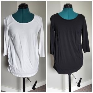 2/$15 Mama 3/4-Lengths Runched Sides Jersey Tops Large